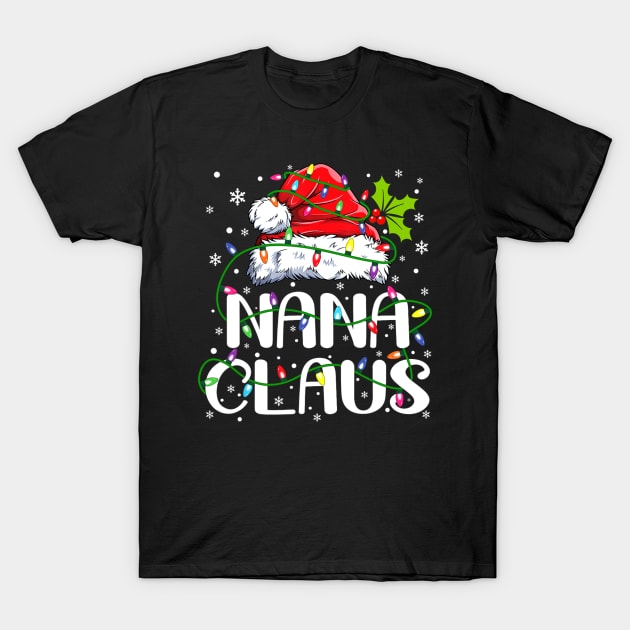 Nana Claus Christmas Lights Pajama Family Matching T-Shirt by rivkazachariah